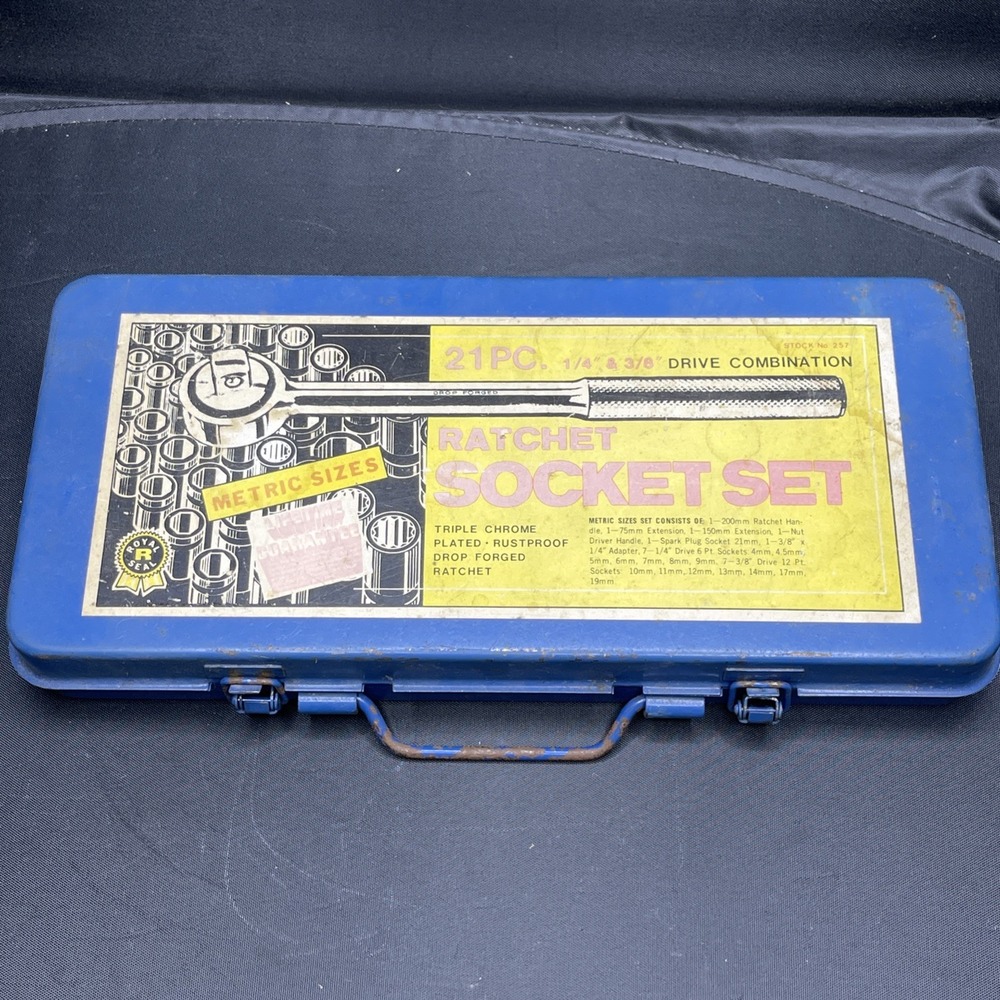 Vintage Royal Seal 21 Pc Metric Socket Set Japan 1/4 3/8 Drive Ratchet With Case